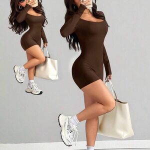 Elegant Brown Bodycon Dress